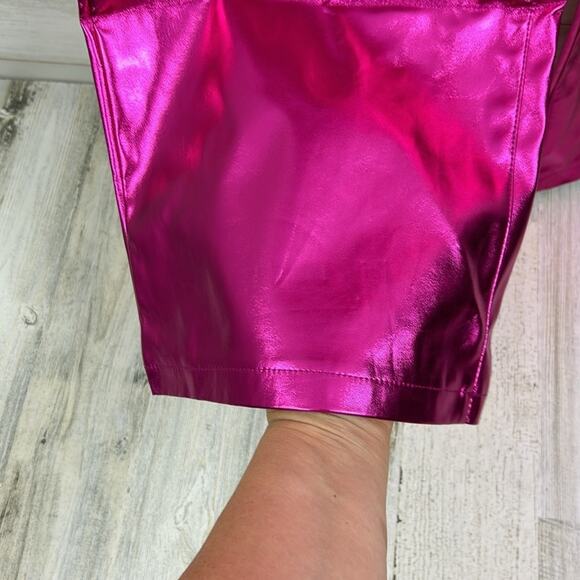 Blank NYC x Free People Women’s 28 Hot Pink Vegan Leather Wide Leg Pants NWT - Picture 4 of 10